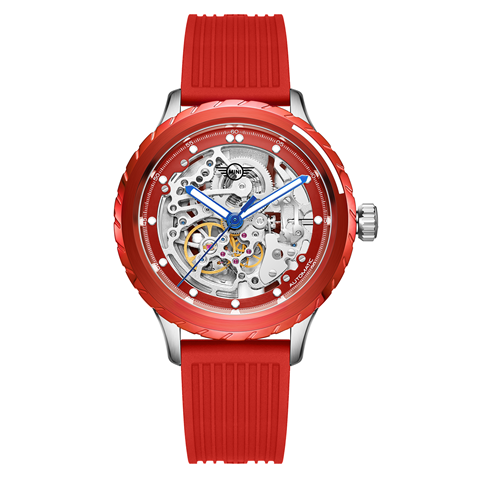 Skeleton Wheel Dial (Silicon Strap) - Red