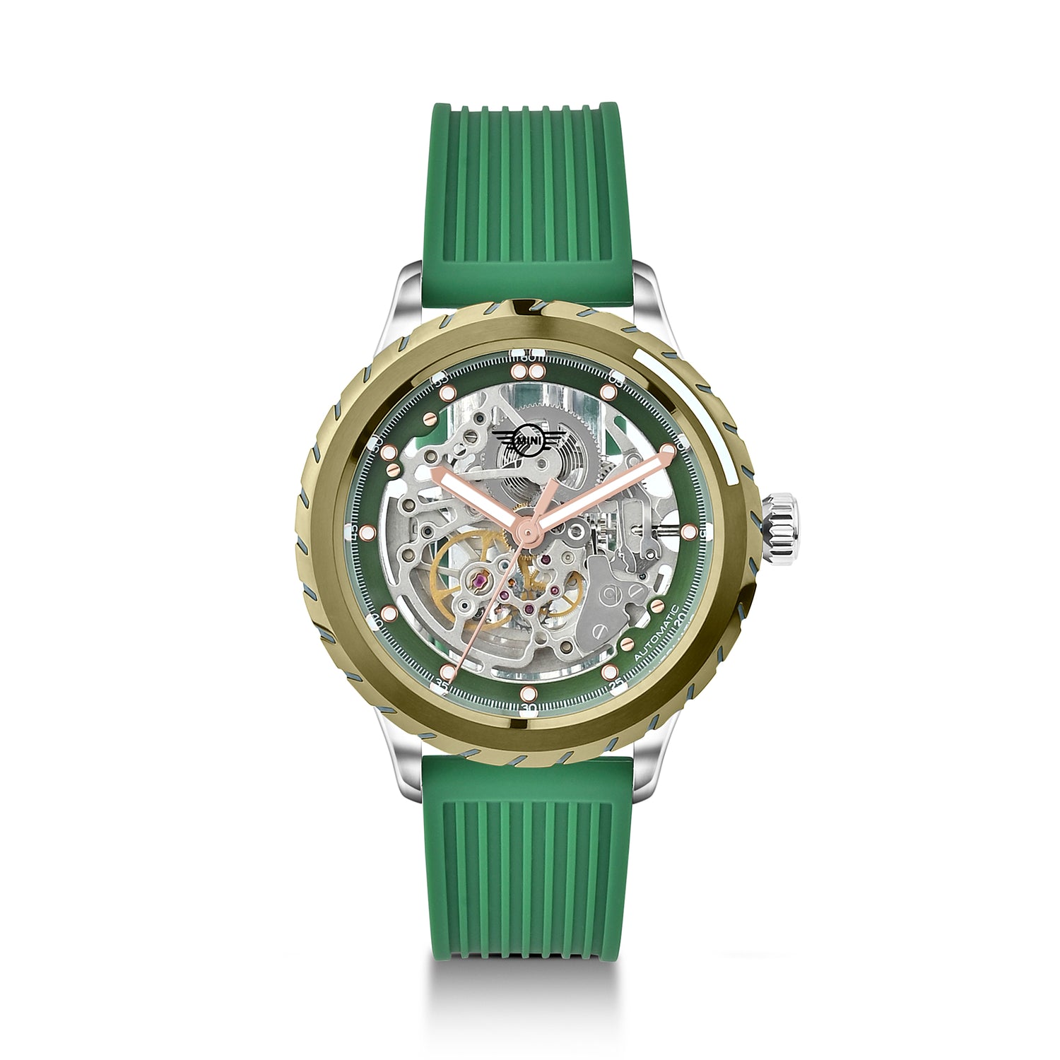 Skeleton Wheel Dial (Silicon Strap) - Green