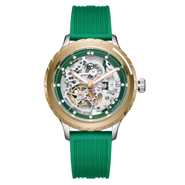 Skeleton Wheel Dial (Silicon Strap) - Green